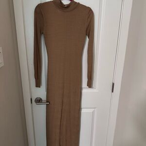 JLUXLABEL Chic Brown Long Sleeve Dress